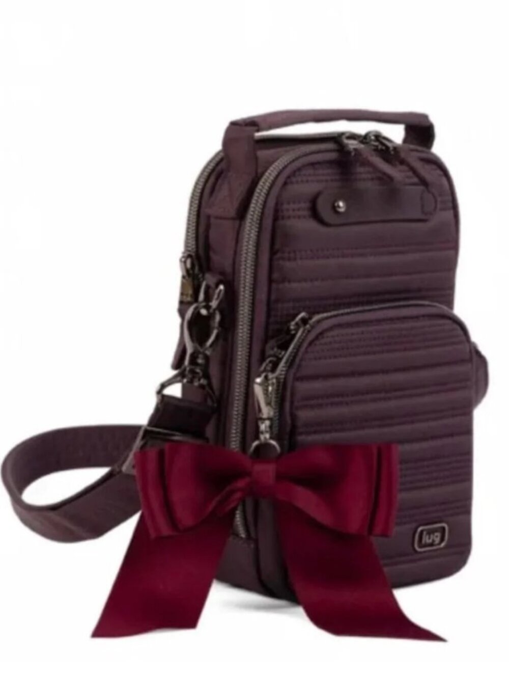 Lug Skeeter Mini Bridge Love Convertible Crossbody with Bow Plum